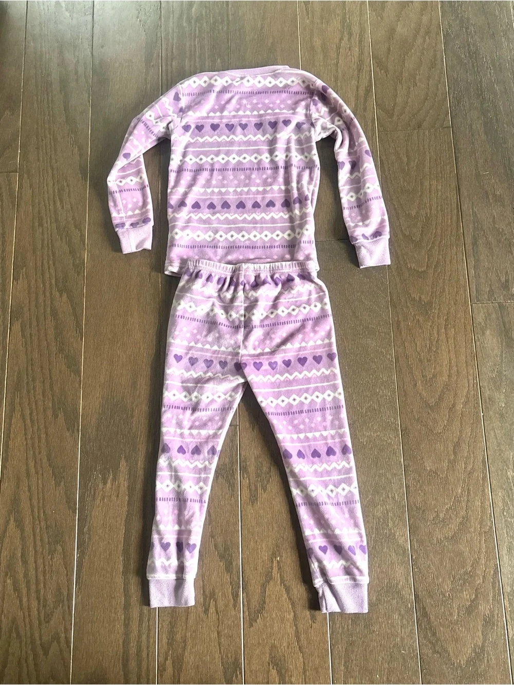 Carters Purple & White Fair Isle Heart 2 Pc Soft Long Sleeve/ Pants Pajamas- 4T.